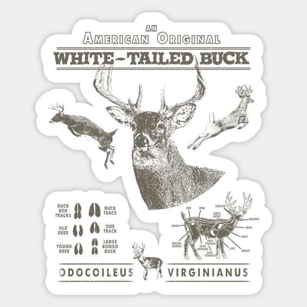 An American Original White-Tailed Buck Deer Hunting Sticker by bigraydesigns